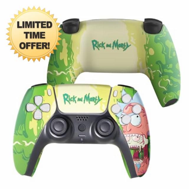 Ricky MORTTY Custom PS-5 Controller Wireless compatible with Play-Station 5 Console by BCB Controllers | Proudly Customized in USA with Permanent HYDRO-DIP Printing (NOT JUST A SKIN) (MODDED)