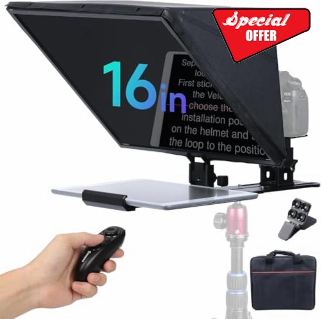 Moman MT16 Professional Teleprompter Kit 16 inch Compatible for iPad/Tablet Prompting