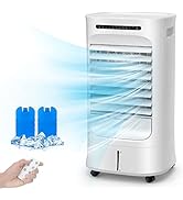 HOMFME Evaporative Air Cooler, 3 in 1 Air Conditioner with Fan, Humidifier, Automatic Oscillation...