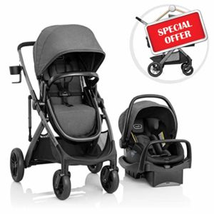 Evenflo Pivot Suite Modular Travel System with LiteMax Infant Car Seat (Devon Gray)