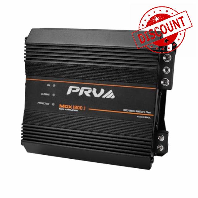 PRV Audio MDX1800.1 1 Ohm Mini Car Audio Amplifier 1 Channel 1800 Watts RMS Ultra Compact Full Range Monoblock Class D Amp for Powersports