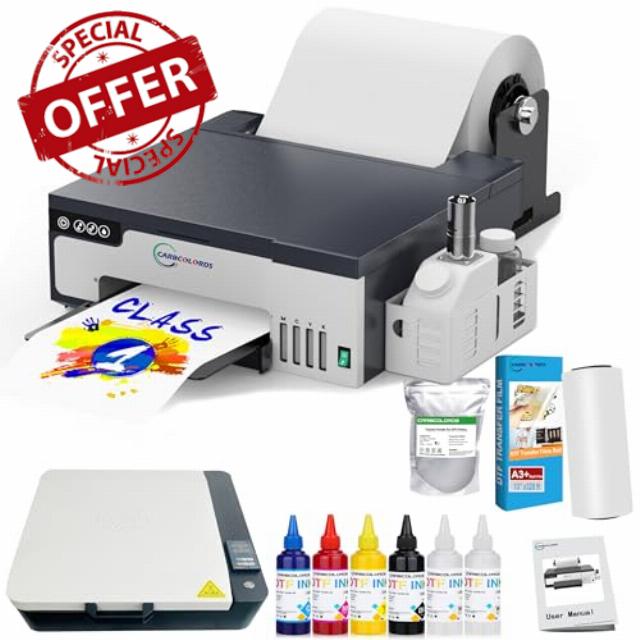 Carbcolords A3 DTF Printer - High-Speed Transfer Machine with White Ink Mixing System and Roll Feeder for DIY T-Shirts