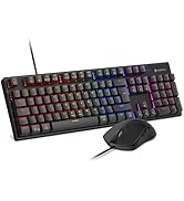 KOORUI Wireless Keyboard and Mouse Combo, 12 Multimedia and Shortcut Keys UK Layout Full Size Key...