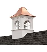 Manchester Vinyl Cupola, Perfect Size for a Small Shed, 18” square x 22” high, Pure Copper Roof, ...