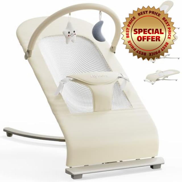 3-in-1 Portable Baby Bouncer & Rocker Chair for Newborn to Toddler - 4 Adjustable Recline Positions