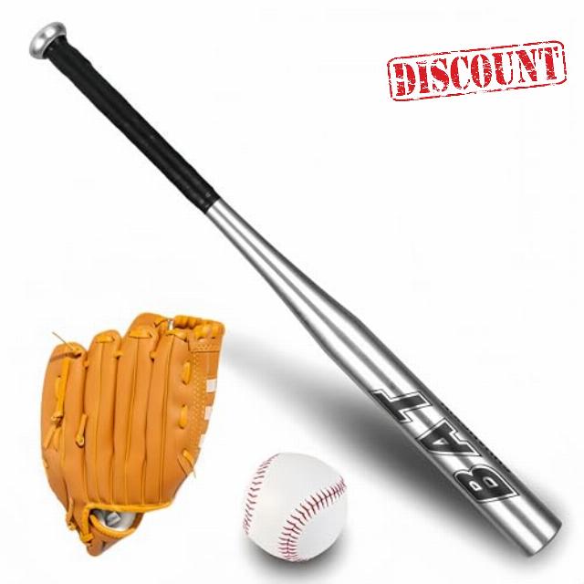 25 Inch Baseball Bat Set Strong Aluminium Baseball Bat Full Size Non-Slip Handle Light Weight Smooth Surface For Youth Adults Outdoor Training Practice Softball Hitting Drills Silve