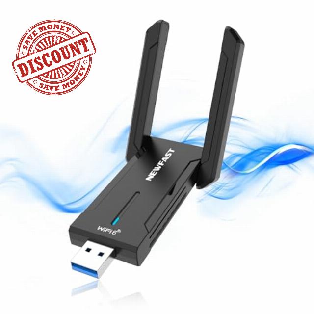 NEWFAST AXE5400Mbps WiFi Dongle USB 3.0 Wireless Adapter Tri-band 6GHZ/5GHz/2.4GHz USB Wifi Adapter for PC/Laptop