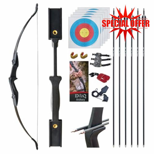 D&Q Ambidextrous Recurve Bow and Arrow 20Lbs Archery Set for Adult Junior Beginner Teenager Youth Outdoor Training Target Practice Takedown Bow Kit with Arrows Left Right Handed