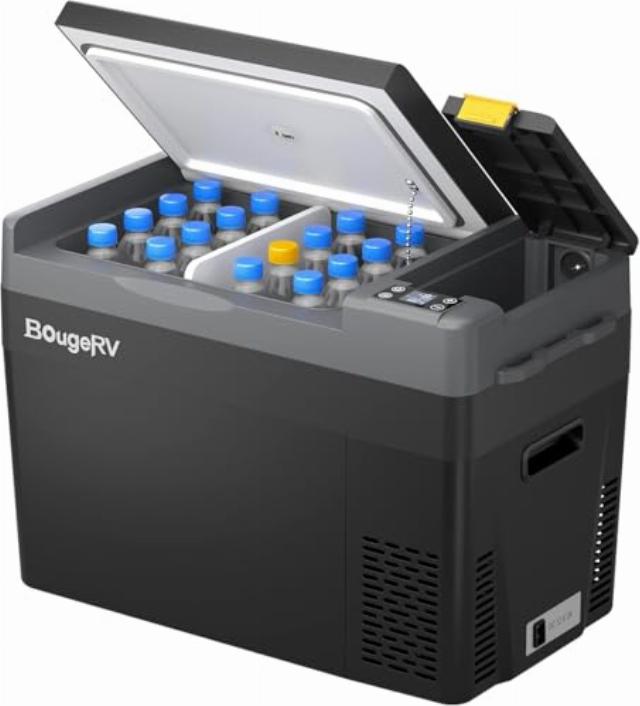 BougeRV CRPRO 29L Car Fridge 12V Compressor Fridge Freezer Portable Car Refrigerator Electric Cool Box 12/24V DC 110-240V AC for Camping Trip Picnic Outdoor Travel Campervan RV Boat Home