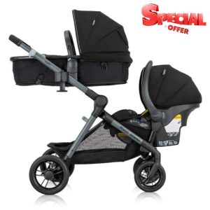 Evenflo Pivot Xpand Modular Travel System with LiteMax Infant Car Seat (Ayrshire Black)