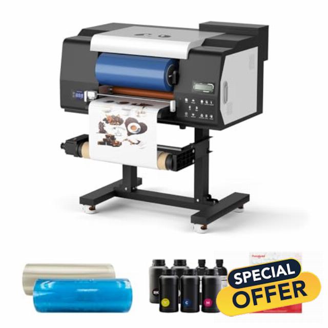 Procolored VF13Pro 2-In-1 Uv Dtf Sticker Printer With Dual Xp600 Printhead For UV DTF Cup Wraps Glass Metal Wood Tumbler Plastic Etc,Adhesive Printing For Custom Personalized Sticker (with stand)