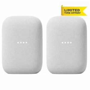 Google Audio (2-Pack) Smart Speakers – Wireless Bluetooth & Wi‑Fi Home Speaker Bundle with Powerful Stereo Sound
