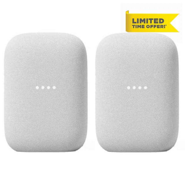 Google Audio (2-Pack) Smart Speakers – Wireless Bluetooth & Wi‑Fi Home Speaker Bundle with Powerful Stereo Sound