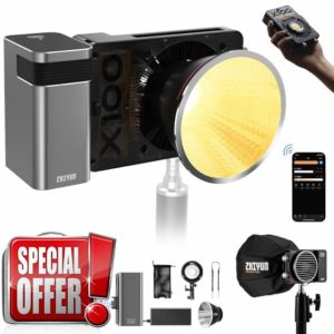 ZHIYUN MOLUS X100 Bi-Color Pro 100W Video Light [Official] V2 Upgraded Version Professional Photography Lighting Portable Continuous Output Lighting 2700K~6500K CRI≥95 TLCI≥97 for Youtuber TT Photog