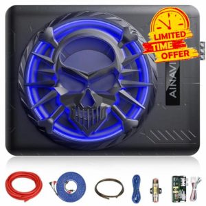 AINAVI 10" Active Slim Under Seat Car Subwoofer
