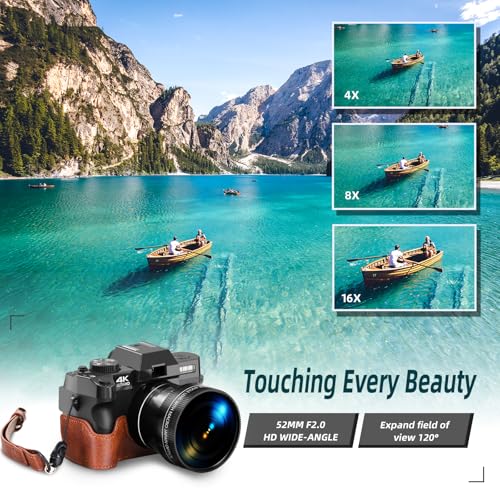 4K 48MP Vlogging Camera for YouTube with 180° Flip Screen