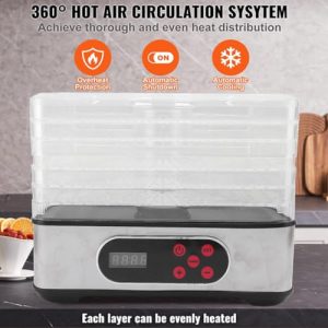Food Dehydrator Freeze Dryer Food Dehydrator with Temperature Control and Timer Electric Drying Machine for Meat Herbs Beef Fruits Vegetables (US Plug 110V)