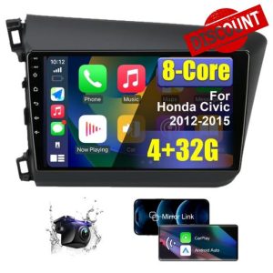 4+32G 8 Core Car Radio Stereo for Honda Civic 2012 2013 2014 2015 with Wireless CarPlay/Android Auto
