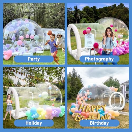 PVC Inflatable Balloon House for Kids and Adults with 100 Balloons Clear Bubble House Dome Inflatable with Blower& Pump for Birthday Outdoor Backyard Wedding Party Rental
