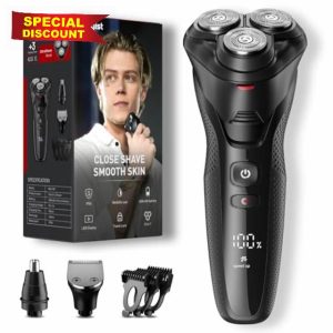 Cordless Electric Razor for Men: 3-in-1 Shaver for Beard/Nose/Sideburns - IPX7 Waterproof Travel Kit - Turbo Speed & Precision Blades