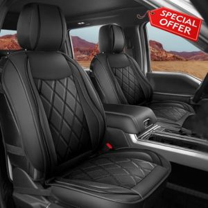 Seat Covers for 2009-2025 Ford F150 SuperCrew & 2017-2024 F250/F350/F450 Super Duty Crew Cab with Waterproof Faux Leather 2 Front seat