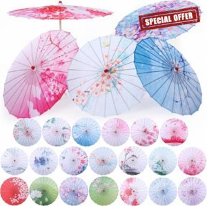 20 Pcs 32" Oiled Paper Umbrella Chinese Classical Umbrella Bulk Bamboo Silk Japanese Oiled Parasol Art Dance for Wedding Parties Photography Costumes Cosplay Decoration