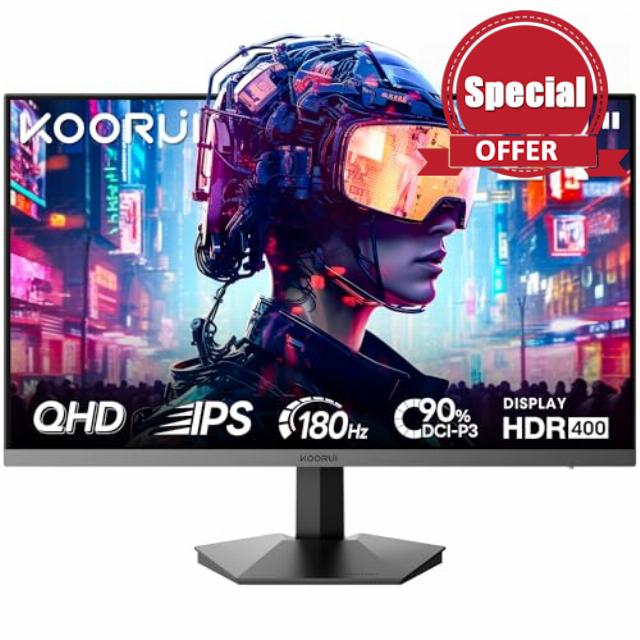 KOORUI 24" QHD Gaming Monitor 1440p 180Hz IPS Flat Screen - Esports Ready Computer Display