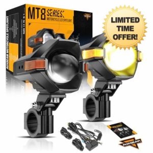 Auxbeam Motorcycle LED Fog Lights Auxiliary Lights Driving Light Spotlights 8 Modes White/Amber Dual Color Strobe Switchback 3 Inch 60W LED Offroad Work Light for Motorcycle ATV UTV Trucks - 2Pcs