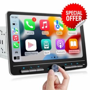 10" Double Din Car Stereo Radio with Wireless Apple CarPlay Android Auto，Detachable Touchscreen