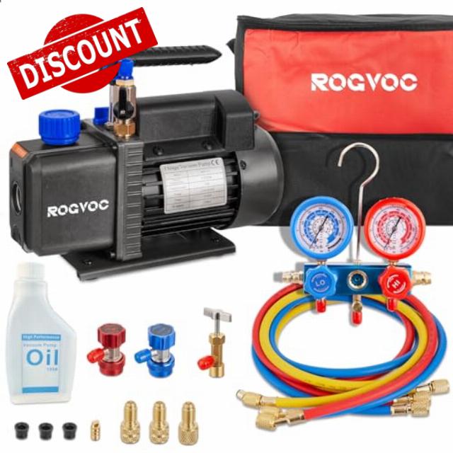 3.5 CFM AC Vacuum Pump and Manifold Gauge Set