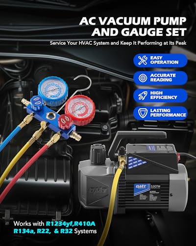for R1234yf R32 R134a R410A Systems with 3.5 cfm Sparkless Ignition Proof Vacuum Pump