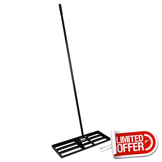 Harbour Housewares Heavy Duty Iron Lawn Levelling Rake with 1.7M Handle - 75cm x 25cm - Black - 1x Garden Gardening Landscaping Golf Course Soil Grass Sand Moss Ground Turf Leveling Lute Tool