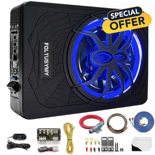 1200W 10" Slim Under Seat Powered Car Subwoofer