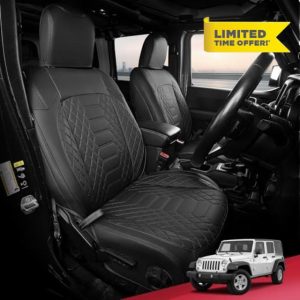 FREESOO Seat Covers for Jeep Wrangler JK 4 Door 2013 2014 2015 2016 2017 1:1 Custom Seat Covers Faux Leather - Black