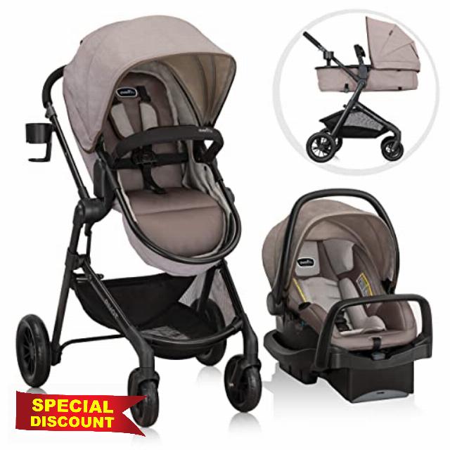 Evenflo Pivot Modular Travel System with LiteMax Infant Car Seat (Desert Tan)