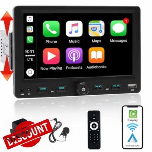 Single Din Car Radio Touchscreen (7") Compatible with Apple CarPlay [Wireless] Car Stereo Bluetooth Type-C USB (3A Fast Charge) Android Auto Backup Camera AUX SD