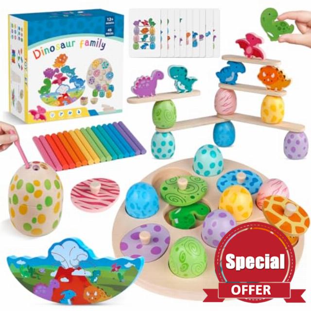 Aliex Wooden Montessori Dinosaur Toys for Baby Toddlers 1 2 3 Year Old