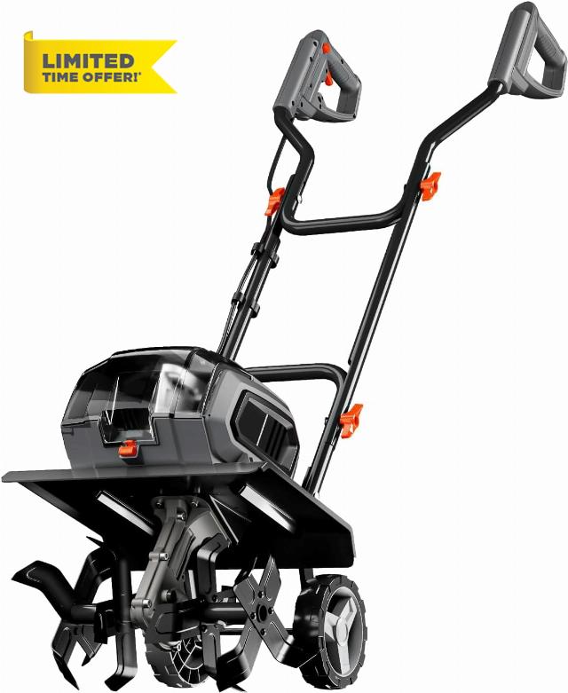 Cordless Garden Tiller/Cultivator Compatible with Dewalt 20v Max Battery (Tool Bare) 14.2'' Width 8.7'' Depth 16 Steel Tines