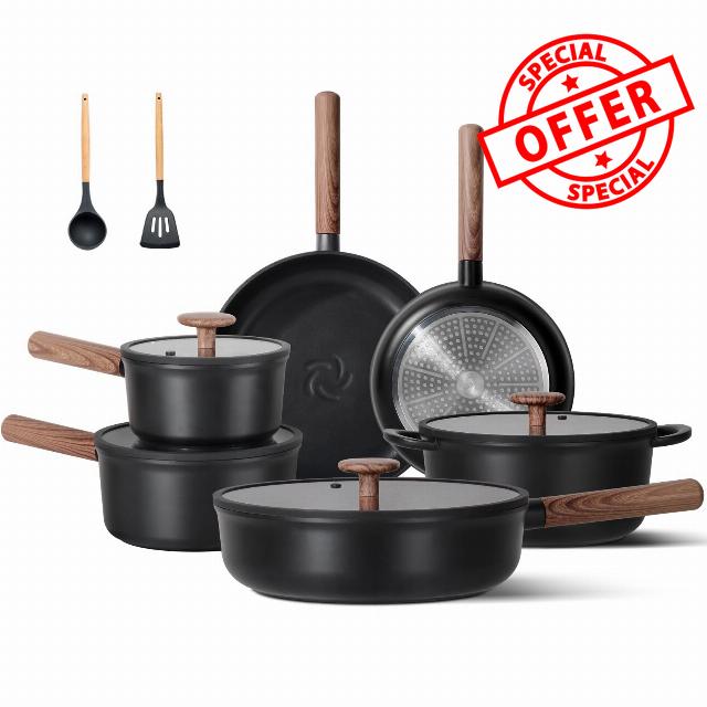JEETEE Ceramic Cookware Sets 17 pcs