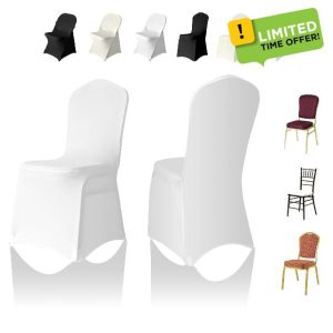 100 PCS White Universal Fitted Stretch Chair Cover