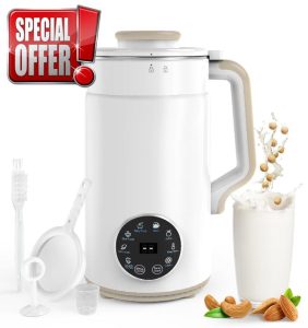 Automatic Nut Milk Maker Machine - 40oz Soy Milk Maker with 12 Blades | 10 in 1 Homemade Almond Oat Coconut Juice Plant Based Milk Maker with Delay Start