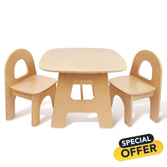 Wooden Toddler Table and 2 Chairs Set