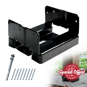 10PCS 6x6 Post Base for Concrete Heavy Duty Black E-Coated 6x6 Post Bracket Anchor Adjustable Base with 1" Standoff for Deck Pergola Patio Gazebo Porch (Included Screws)