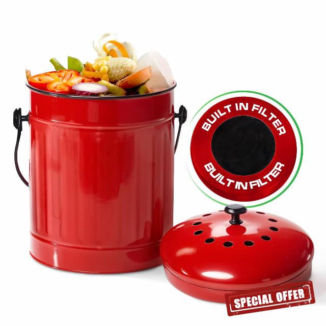 Plexon Countertop Compost Bin with Lid