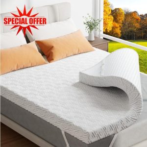 Memory Foam Mattress Topper - 3 Inch Gel Mattress Pad for Pressure Relief