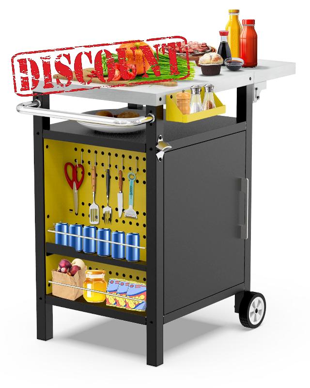 Outdoor Grill Cart with Storage Cabinet