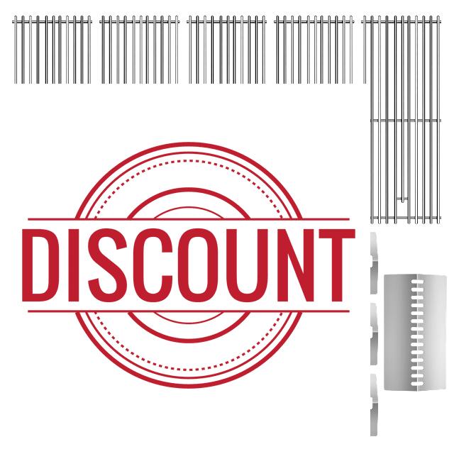 5 Packs Cooking Grid Grates with 16631 16520 Heat Plate Set Replacement for Bull Grill Parts