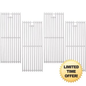 2025 4 Pc 18 x 7-3/8 Upgrade Heavy Duty Cast Shot Blasting Stainless Steel 5/16 Rod BBQ Cooking Grill Grates Replacement Parts for Blaze Grill 3