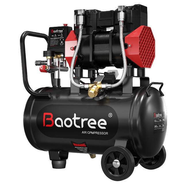 10 Gallon Ultra Quiet Air Compressor with Two Quick Couplers