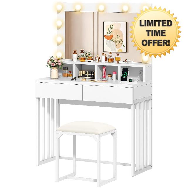 YITAHOME Dressing Table with Mirror and Stool